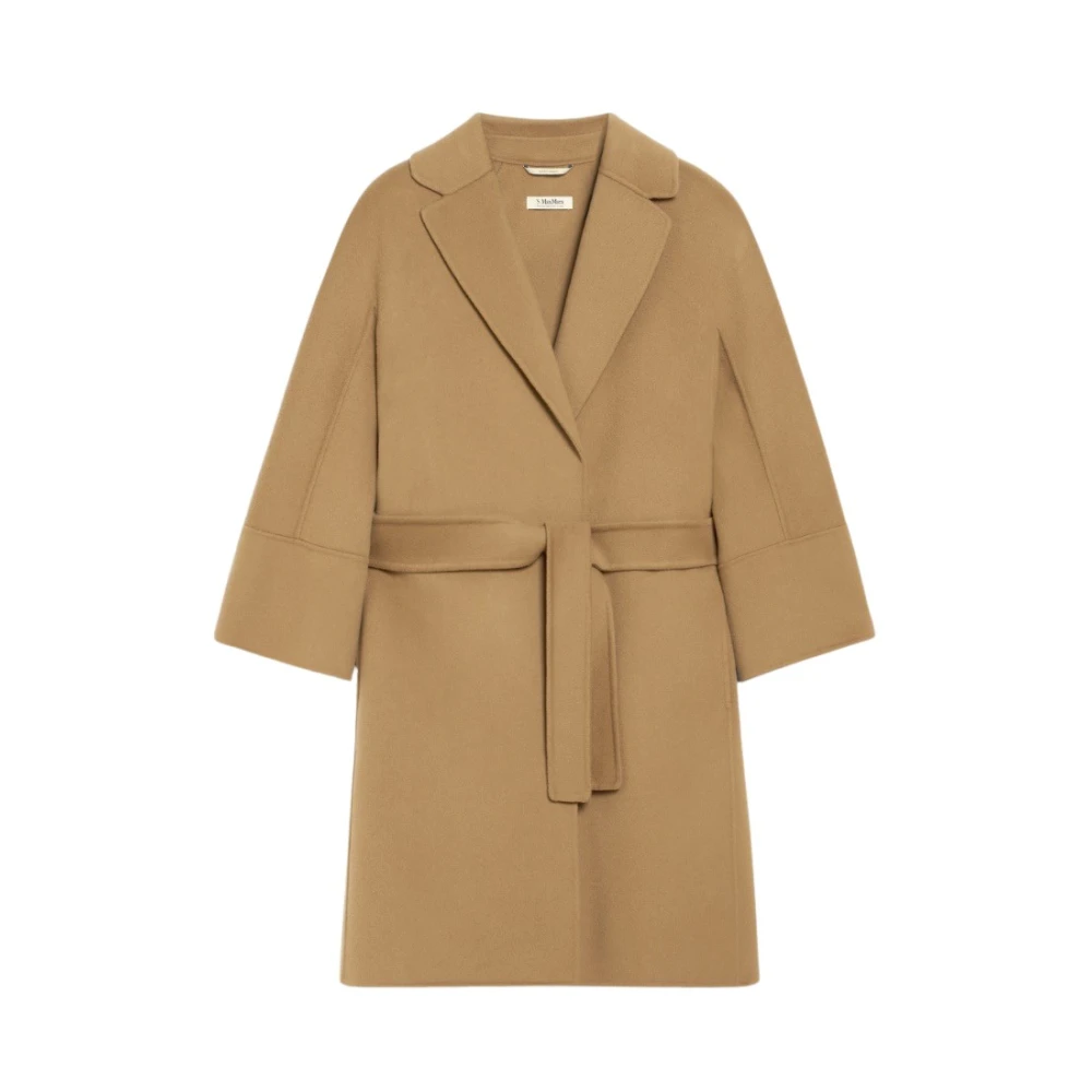 Max Mara Korte Wollen Jas Elegante Stijl Beige Dames