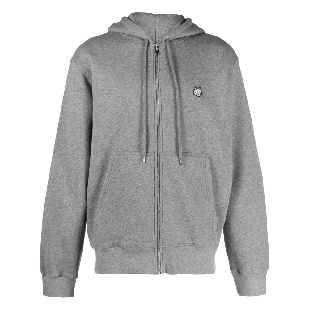 Maison Kitsuné Vossenkop Patch Hoodie in Grijs Gray Heren