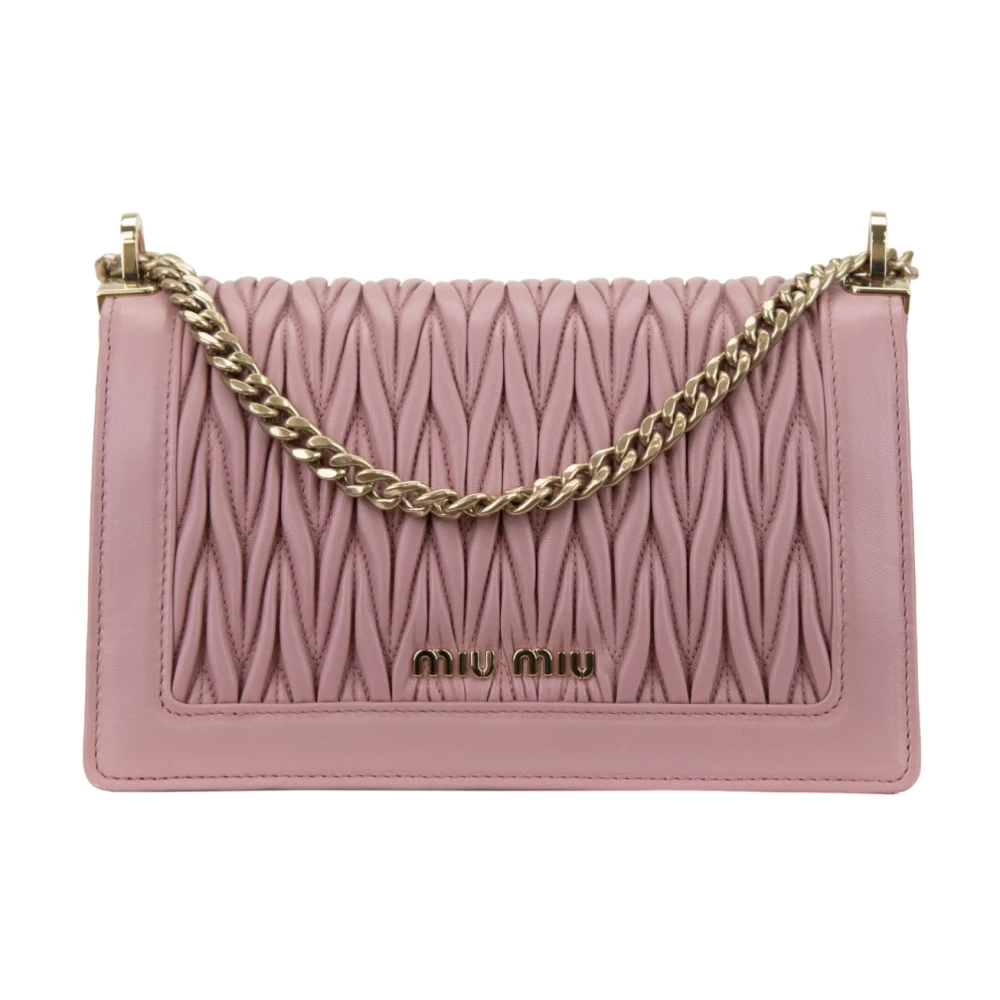 Miu Leren Dames Schoudertas met Kliksluiting Pink Dames