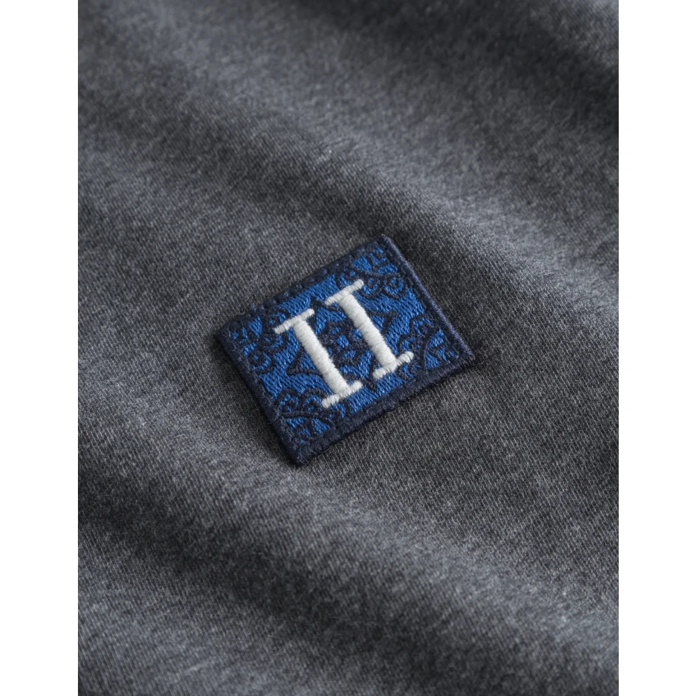 Les Deux Katoenen T-shirt met logopatch Gray Heren