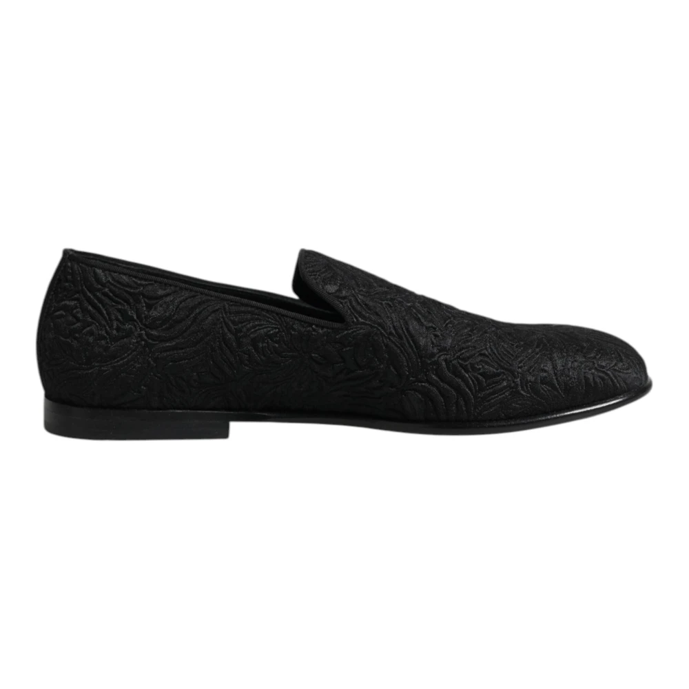 Dolce & Gabbana Men's Black Velvet Leather Slip On Loafers