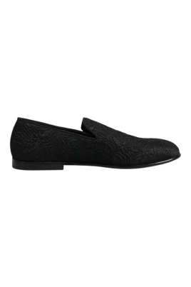 Svart Sammet Läder Slip On Loafers