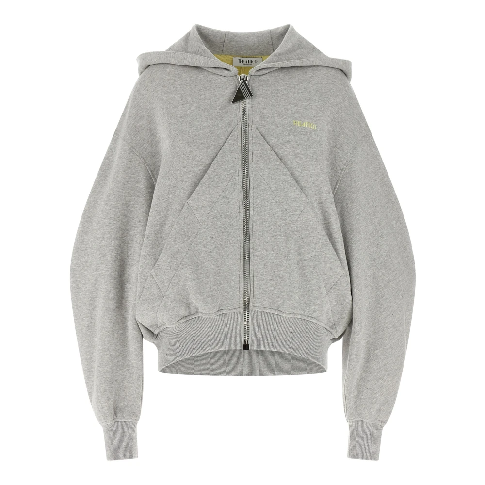 The Attico Women's Gray Double Fleece Hoodie - Zip-Throughs - Xs - Sweatshirts & Hoodies