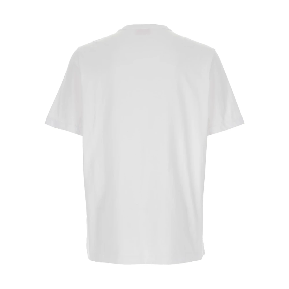 Diesel Wit Logo Patch T-Shirt Katoen Man White Heren