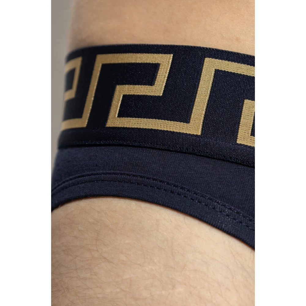 Versace Katoenen slips Blue Heren