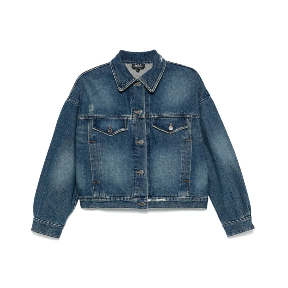 A.p.c. Indigo Blauwe Geknoopte Buitenkleding Jas Blue Dames