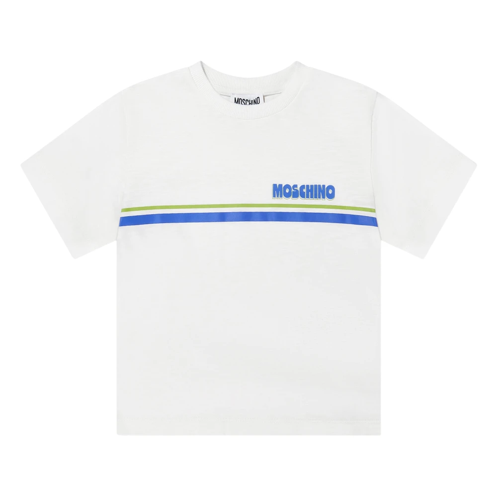 Moschino Unisex Beige Logo Stripe T-Shirt