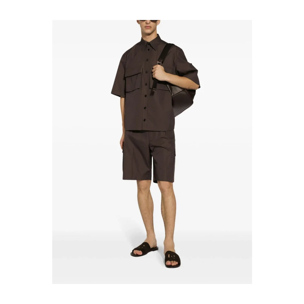 Dolce & Gabbana Bruine Katoenen Poplin Bermuda Shorts Brown Heren