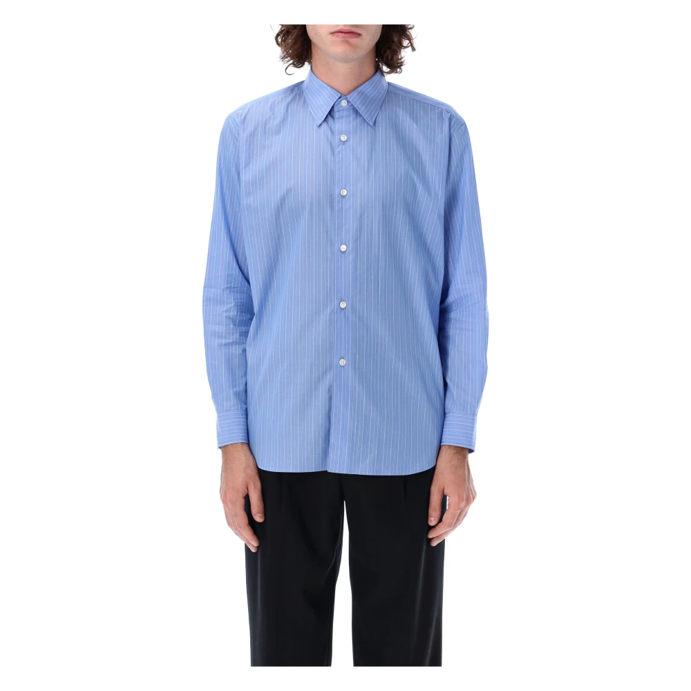 Auralee Suvin High Count Cloth Stripe Overhemd Blue Heren