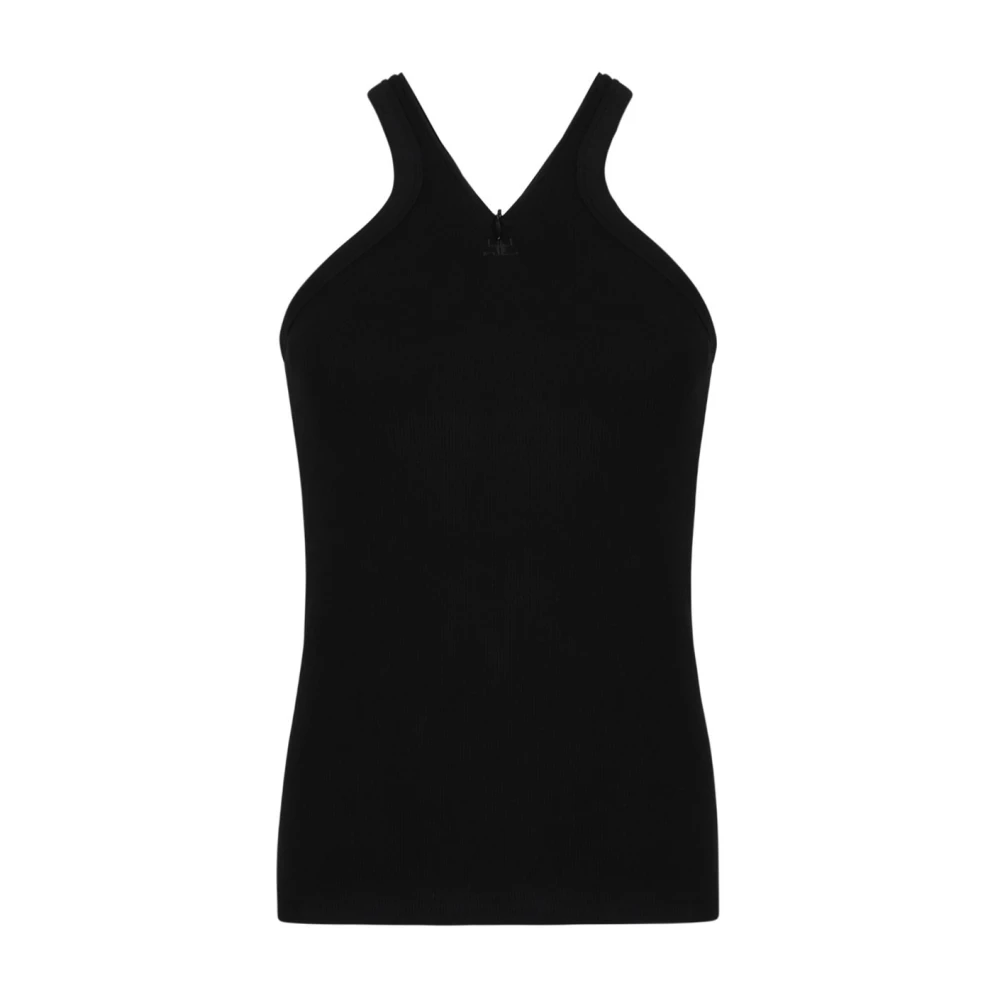 Courrèges Geribbeld Zwart Tank Top met Rits Black Dames