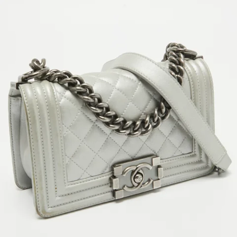 Chanel Vintage Pre-owned Leather chanel-bags Gray Dames
