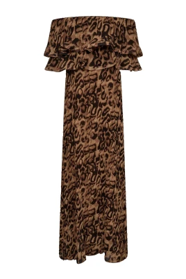 Leopardmönstrad Off-Shoulder Maxiklänning