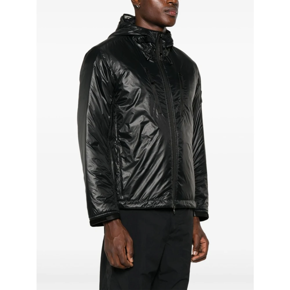 Stone Island Zwarte Nylon Sportjas met Capuchon Black Heren