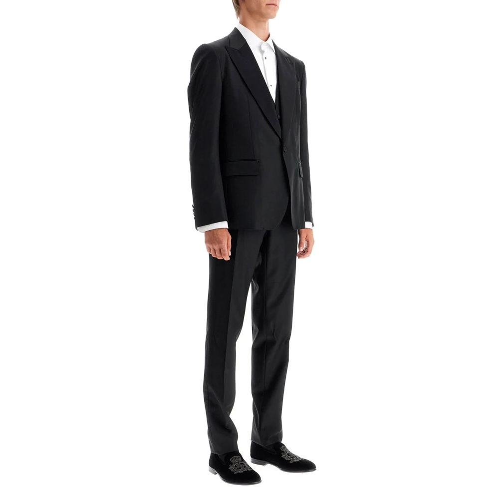 Dolce & Gabbana Zijde Wol Tuxedo Suit Black Heren