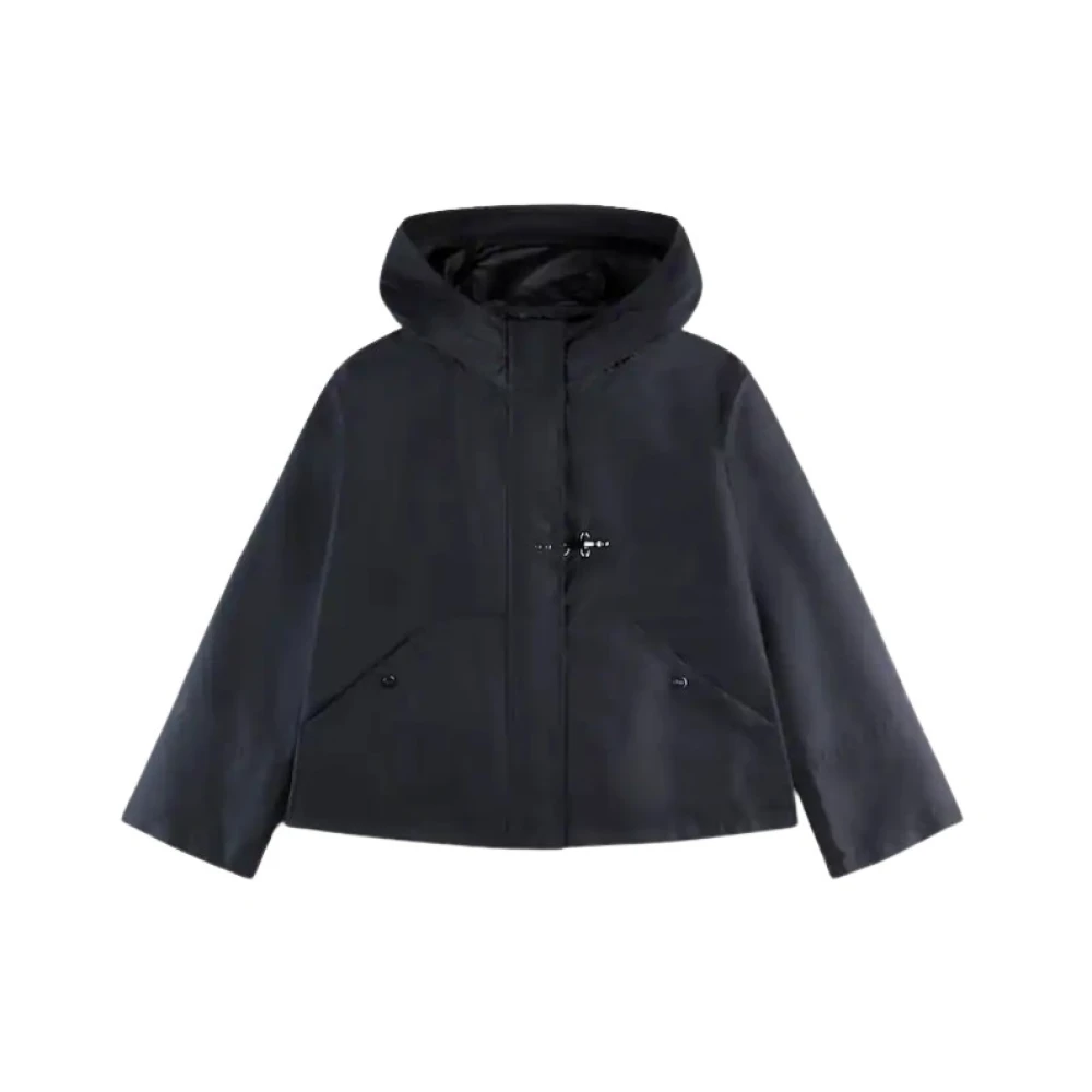 Fay Blå Utsvängd Parka Med Huva