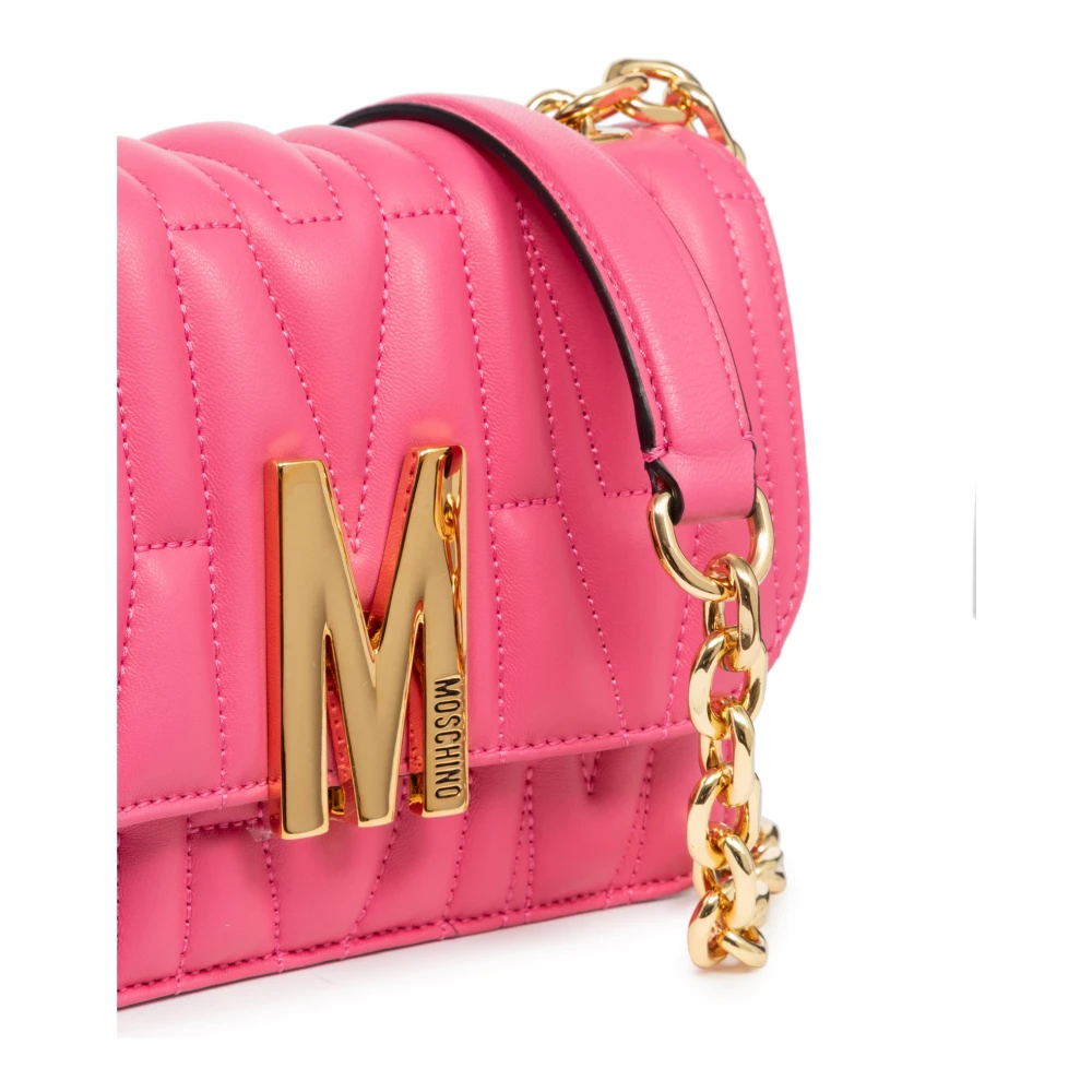 Moschino Eenvoudige Logo Crossbody Tas Pink Dames