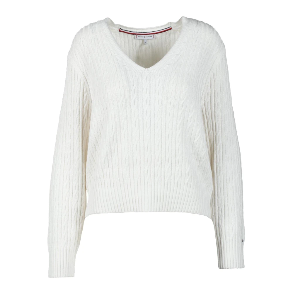 Tommy Hilfiger Stijlvolle Gebreide Trui Mix Wol White Dames