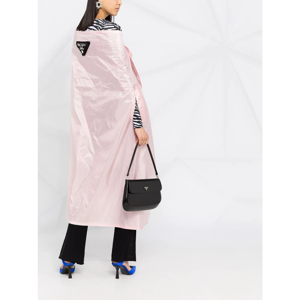 Prada Luxe zijden taffeta jas met logo detail Pink Dames