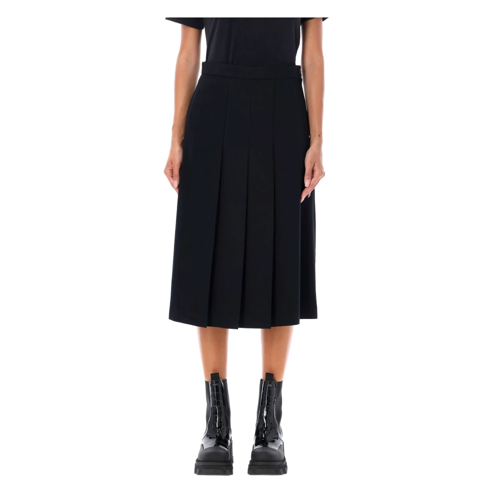 Comme des Garçons Zwarte Geplooide Midi Rok Aw24 Black Dames