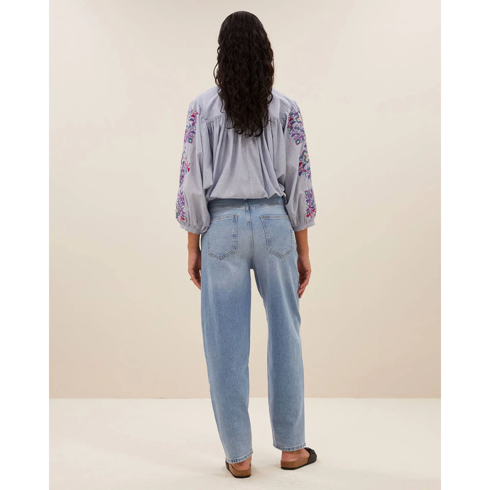 By-Bar Pinstripe Blouse Lange Mouw Becky Gray Dames