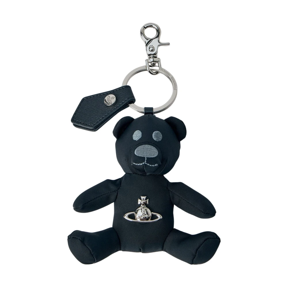 Vivienne Westwood Men's Black Keychains, One Size, Bear Keychain With Logo Plaque