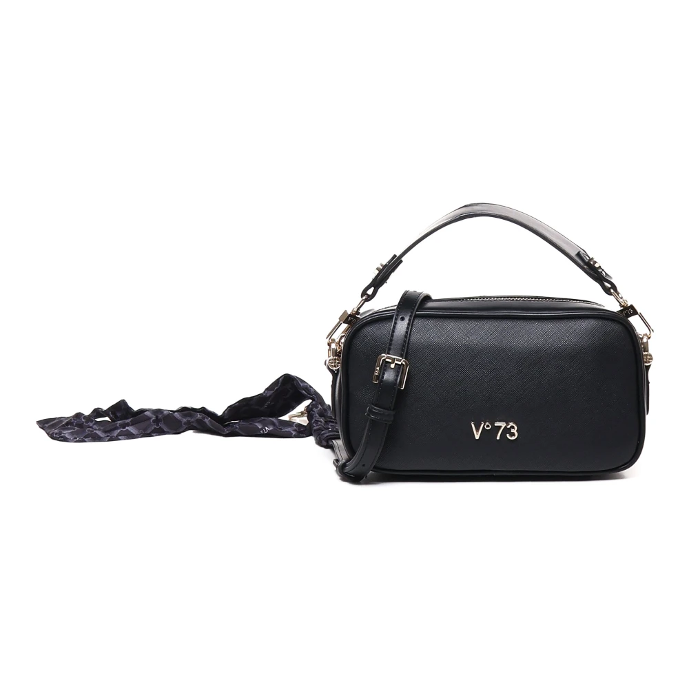 V73 Zwarte Ecoleather Schoudertas met Rits Black Dames