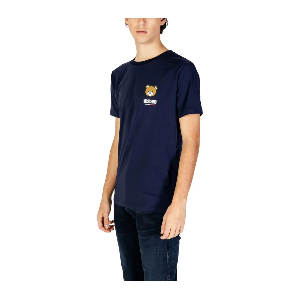 Moschino Blauw Katoenen Crew Neck T-Shirt Blue Heren