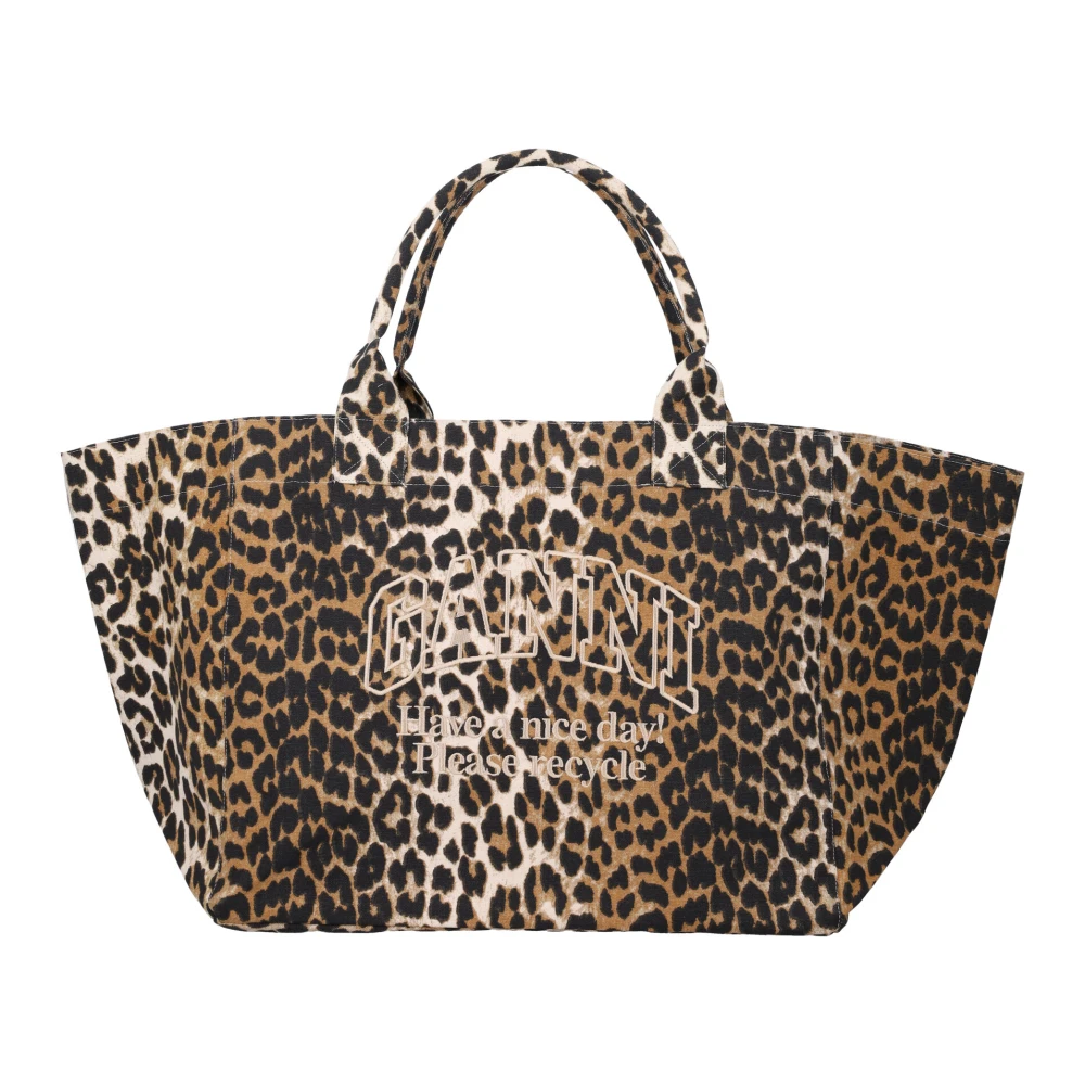 Ganni Luipaardprint Shopper Tas Brown Dames