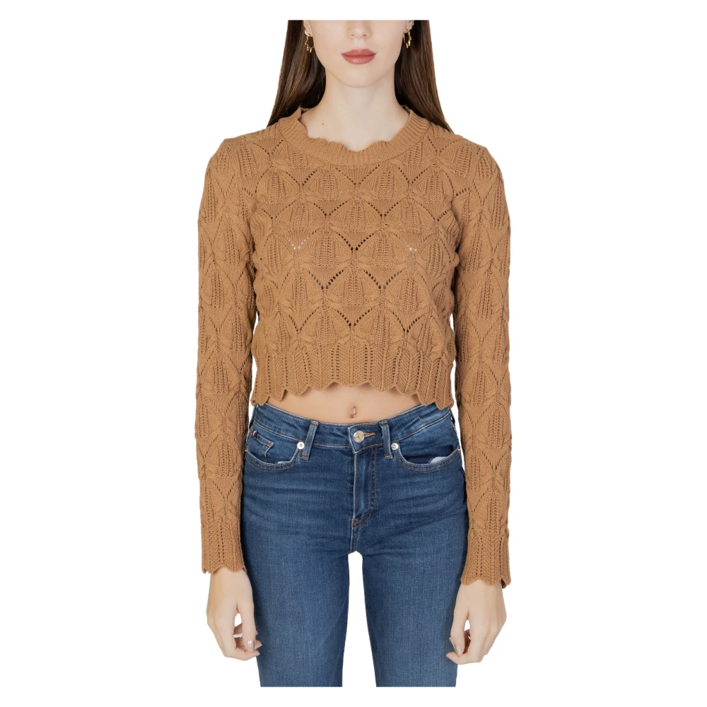 Only Gebreide Crop Sweater voor dames Brown Dames