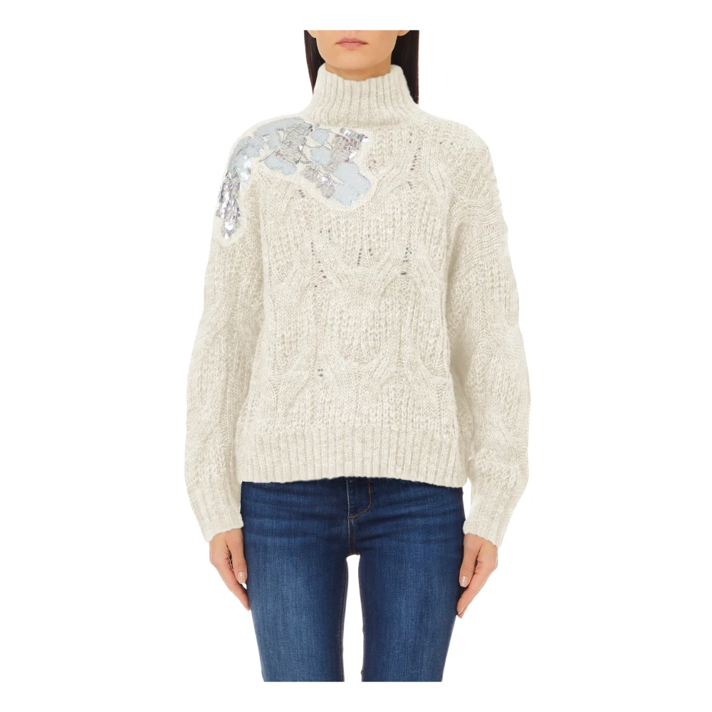 Liu Jo Gesloten Gebreide Trui Beige Dames