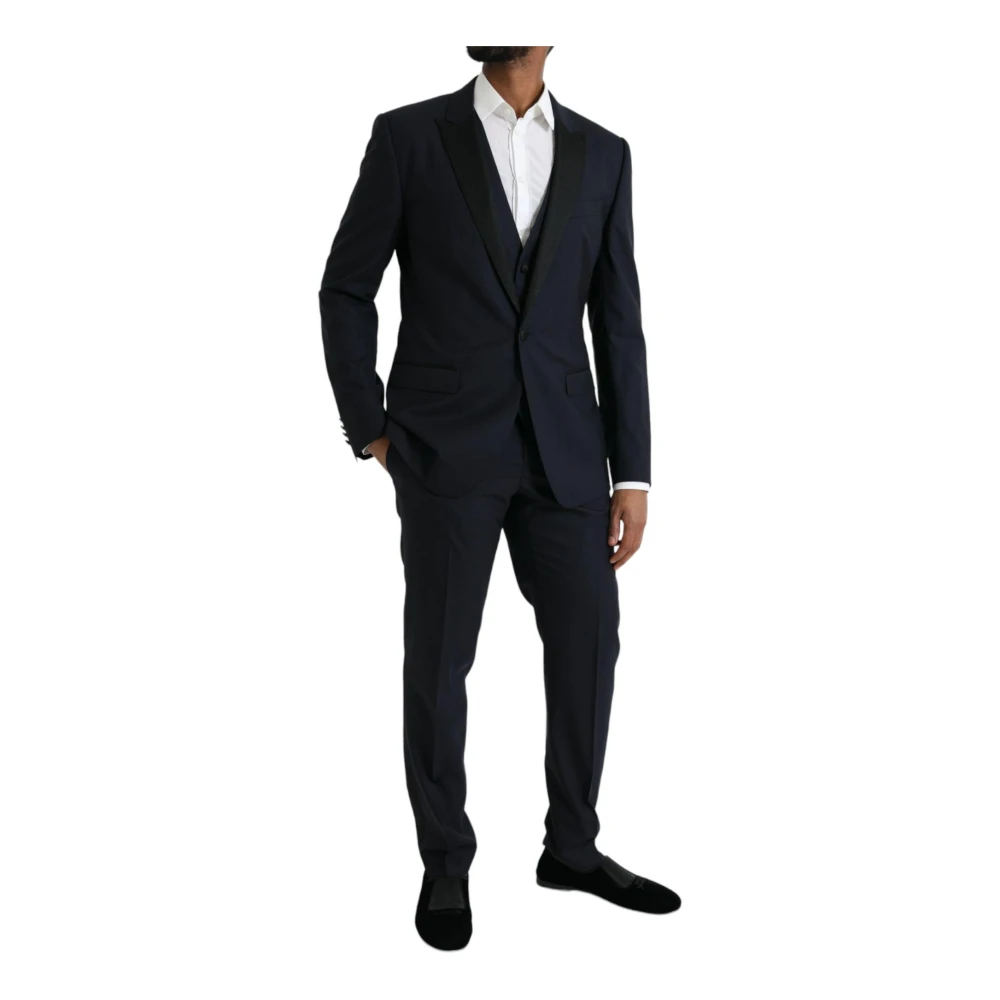 Dolce & Gabbana Donkerblauw Wol 3-Delig Pak Blue Heren