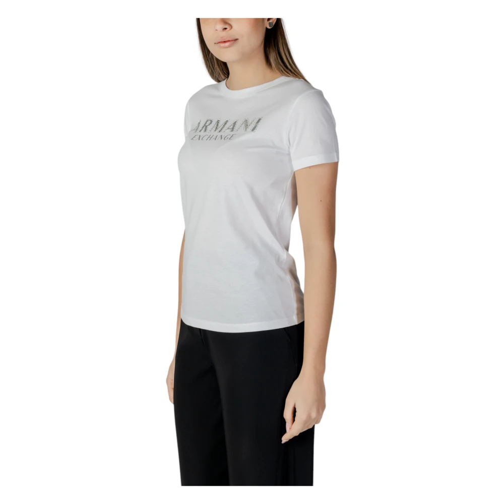 Armani Exchange Korte Mouw T-Shirt Lente Zomer Collectie White Dames