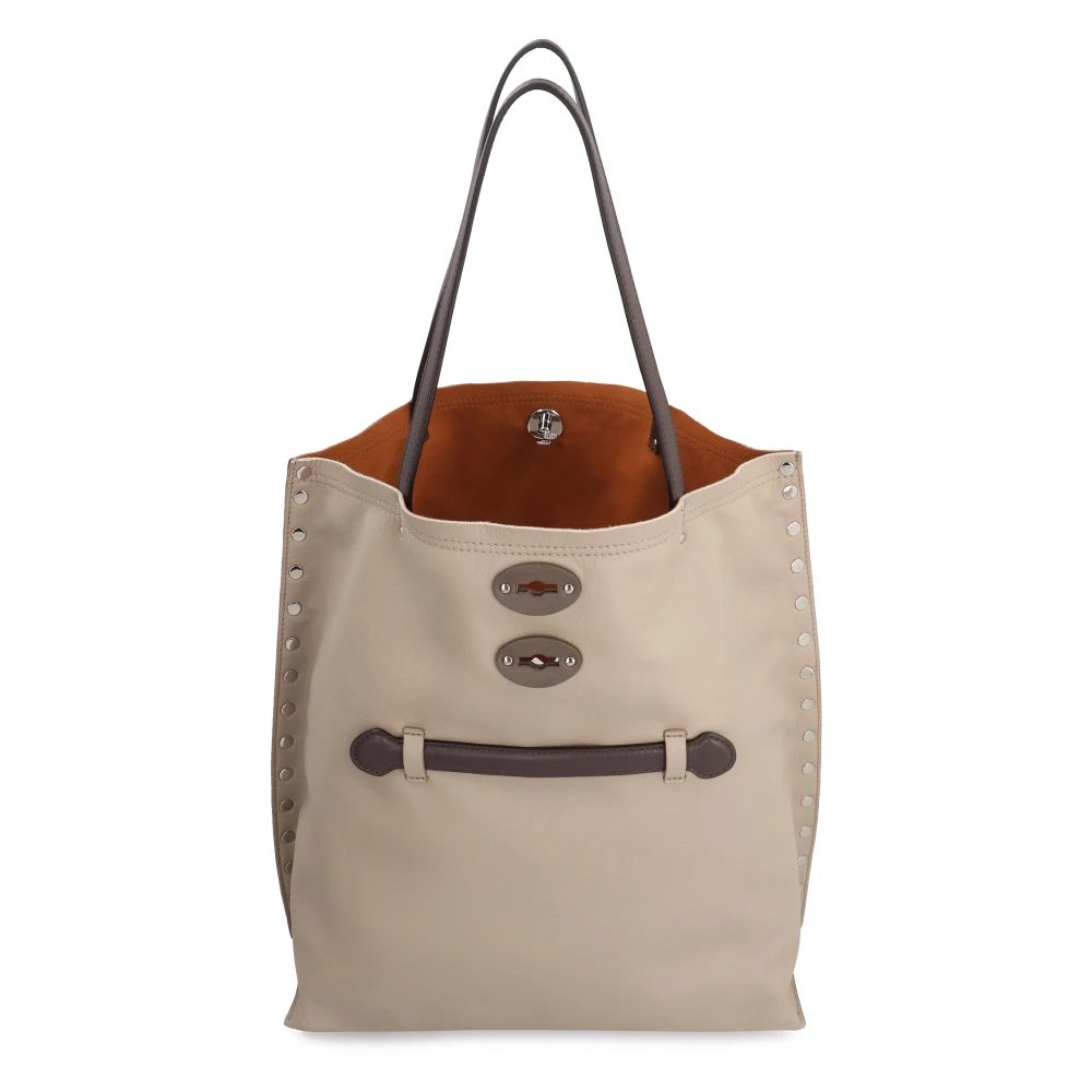 Zanellato Gestikte Leren Tote Tas Gray Dames