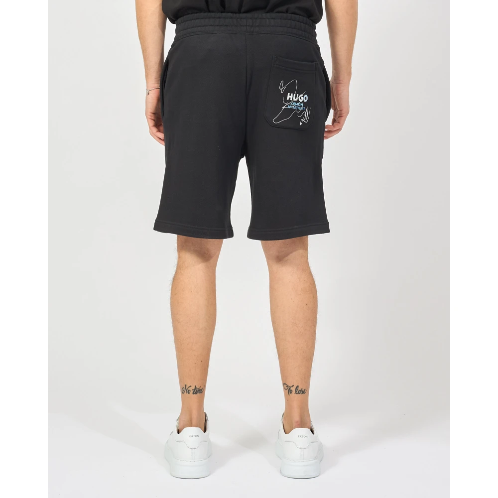 Hugo Boss Zwarte elastische taille Bermuda shorts Black Heren