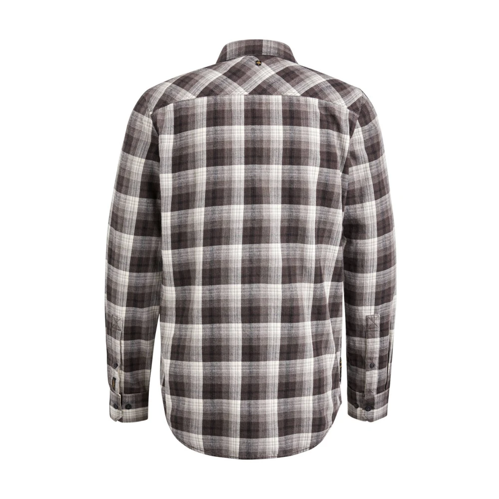 PME Legend Twill Yarndyed Overhemd Lange Mouw Brown Heren