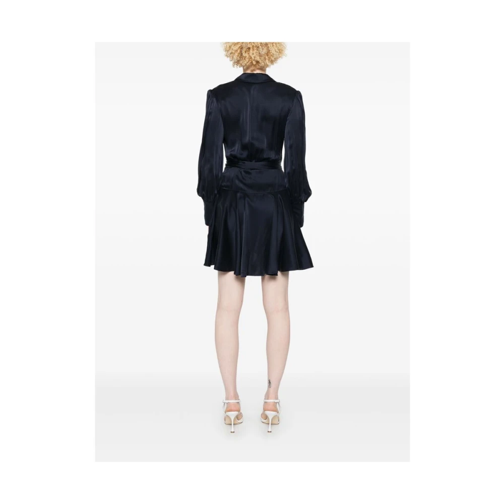 Zimmermann Navy Blue V-Hals Jurk met Shawl Revers Blue Dames