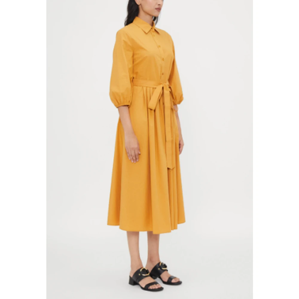 Max Mara Weekend Midi Overhemdjurk met Gerimpelde Taille Orange Dames