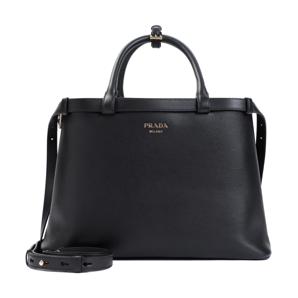 Prada Zwarte Handtas met Dubbele Compartimenten Black Dames