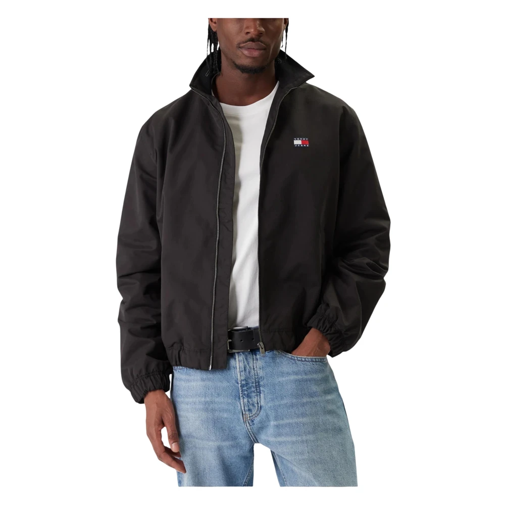 Tommy Jeans Men's Black Rain Jackets, L, Water-Repellent Zip Jacket