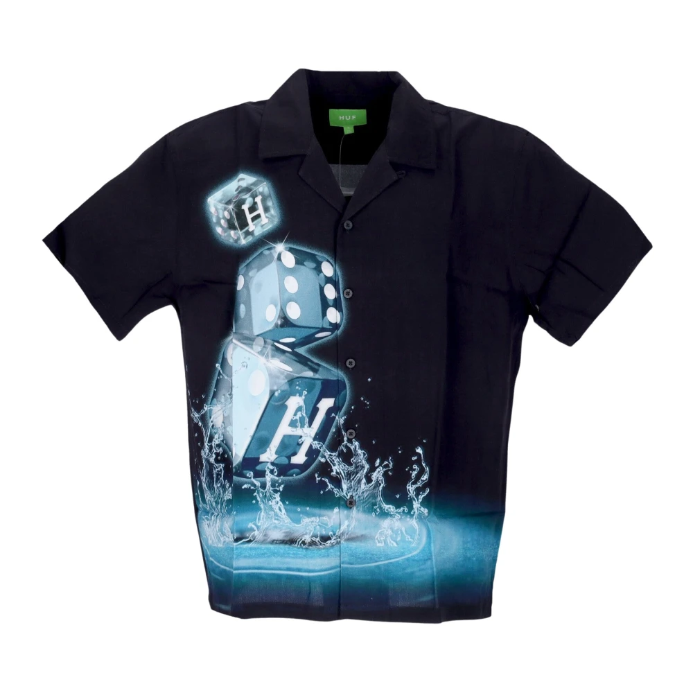 HUF Zwart geweven korte mouw shirt Black Heren