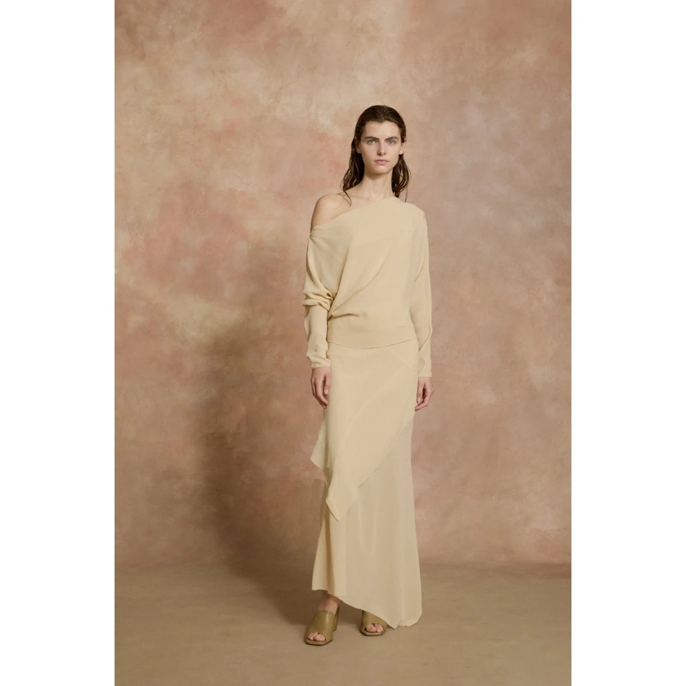 Cortana Dora lange beige zijden georgette rok Beige Dames