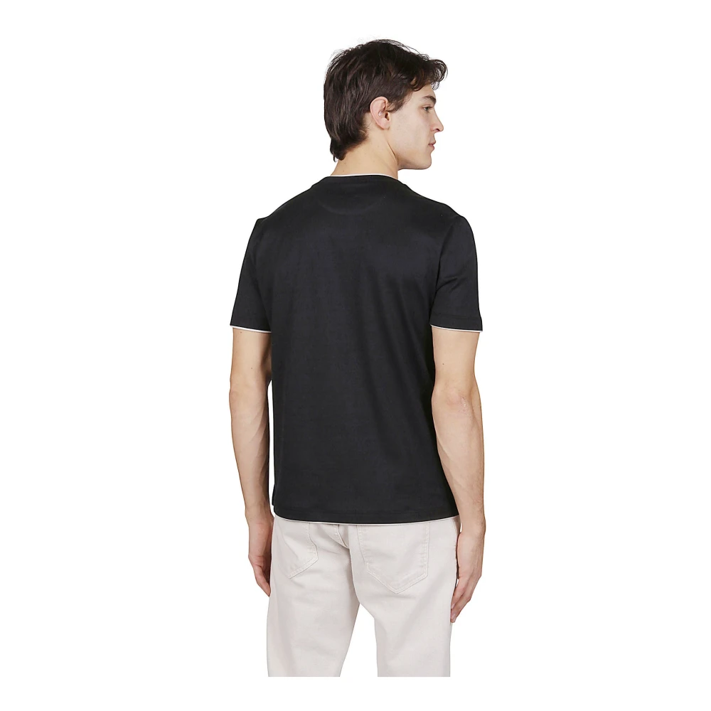 Eleventy Jersey Katoen Ronde hals T-shirt met Print Blue Heren