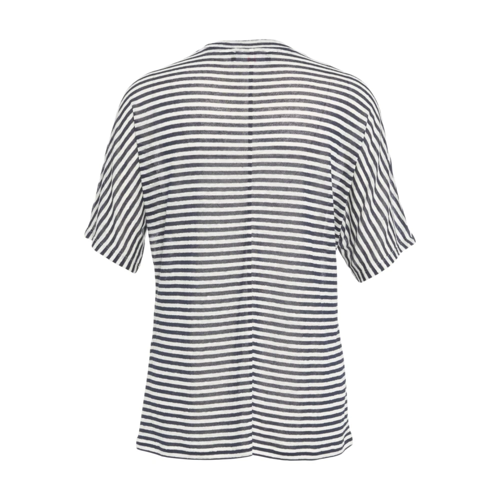 Peuterey Blauw Gestreept T-shirt met Ronde Hals Blue Dames