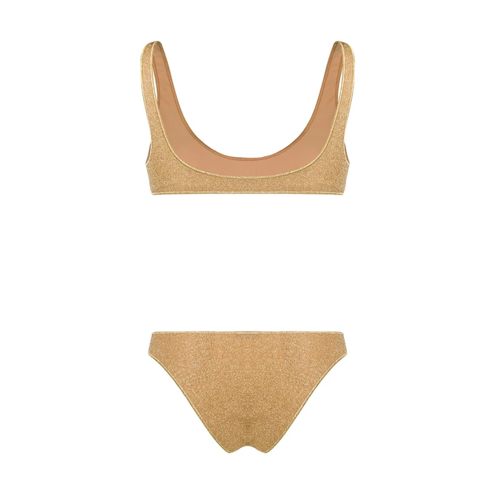 Oseree Gouden Lurex Bikini U-Hals Stijl Beige Dames