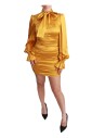 robe-mini-sheath-bodycon-en-soie-jaune-extensible