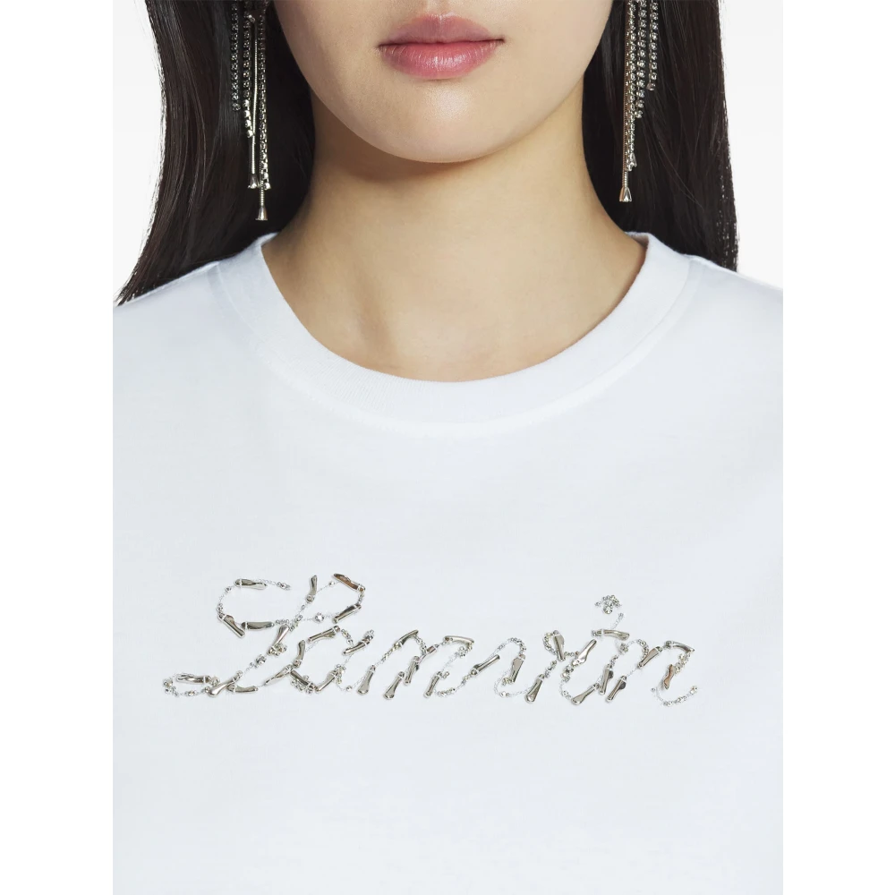 Lanvin Geborduurd Script Logo T-shirt White Dames