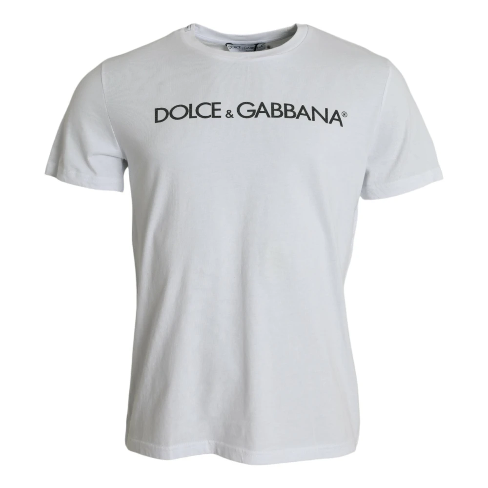 Dolce & Gabbana Wit Logo Print Crew Neck T-shirt White Heren