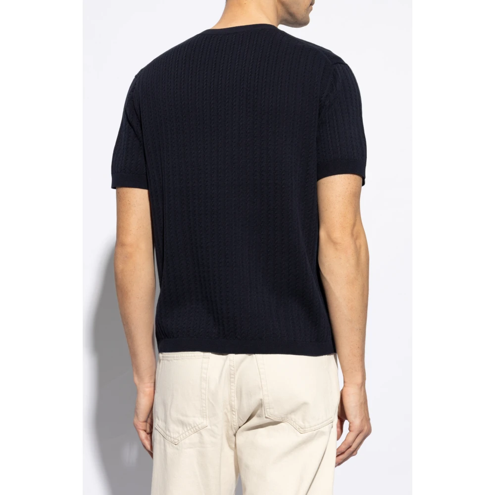 Theory Gebreid T-shirt Blue Heren