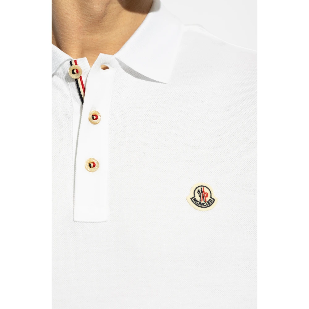 Moncler Katoenen polo met logopatch White Heren