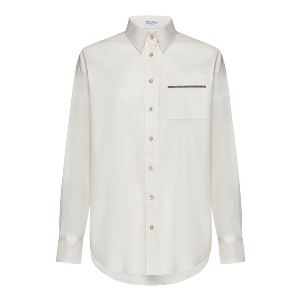 BRUNELLO CUCINELLI Vanilla Cream-tone Stretch Cotton Shirt Beige Dames